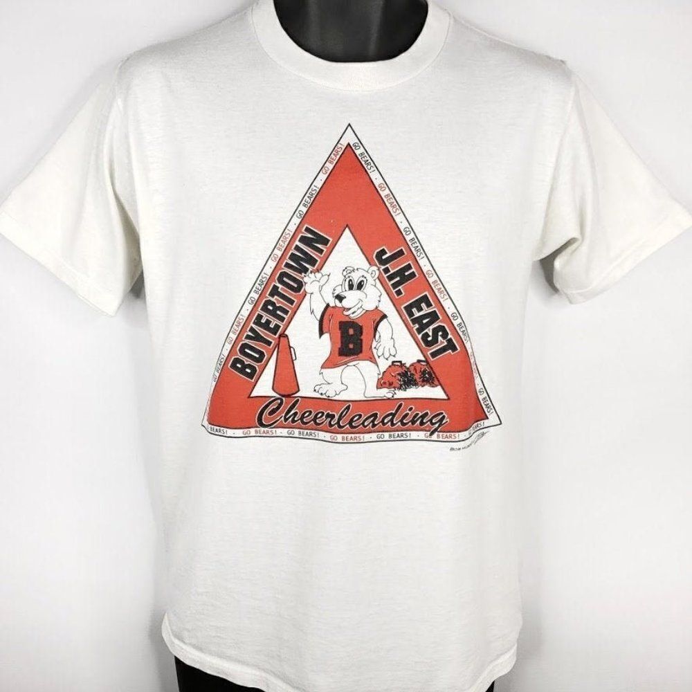 Boyertown Bears Cheerleaders T Shirt Vintage 80s Junior High East Made In USA M